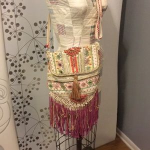 Aldo beaded canvas cross body bag